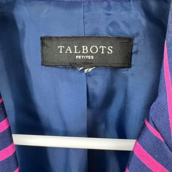 Talbots purple striped blazer jacket size M womens - Picture 8 of 9